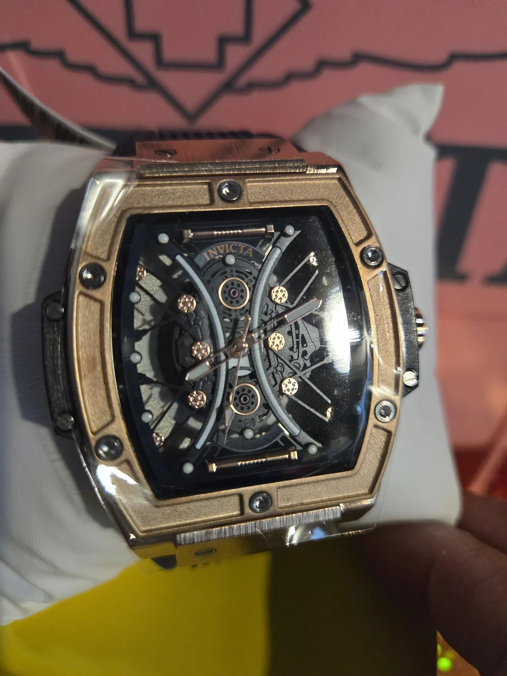 69845 Invicta S1 Rally Racing Mens Watch Skeleton Dial Black Band 50mm